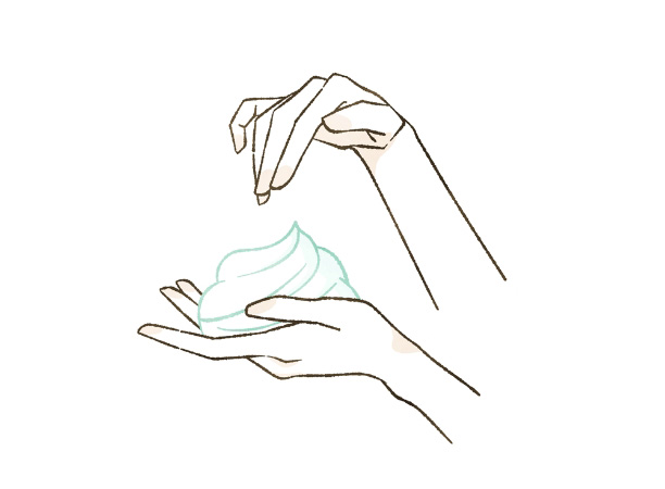 フェアリースキン HQピーリングフォームを手に取り泡立てる様子